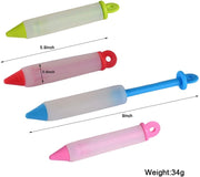 KASTWAVE Silicone Food Writing Pen Cake Decorating Tool, Practical Squeezing Cream Pen Chocolate Cake Decoration Tool with 4 Heads Cookie Icing Piping Pastry Nozzles for Bakery Kitchen 4Pcs