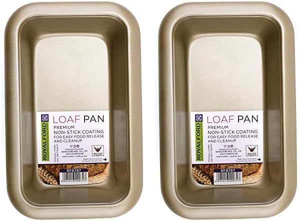 Royalford Loaf Pan 28X17.5X6Cm, 0.5MM, Premium Spring Form Cake Tin Pan for Home and Restaurant Use - 6 x 18.5 x 28.5 cm (Pack of 2)