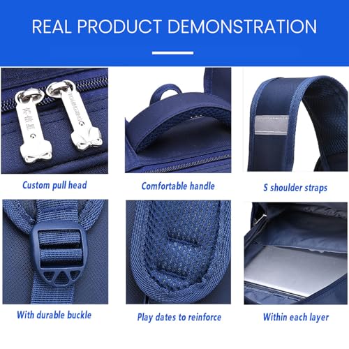 UimoKi Kids Rolling Backpacks for Girls and Boys With Wheels Trolley Backpack Trolley Children School Bags Luggage(Navy Blue)