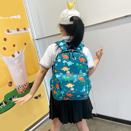 Mini Dinosaur Kids Backpack, Boys Girl Toddler school Bag Kindergarten Canvas Rucksack, Holiday Travel Bookbag Outdoor Daypack for 3-6 Year Old (Green)