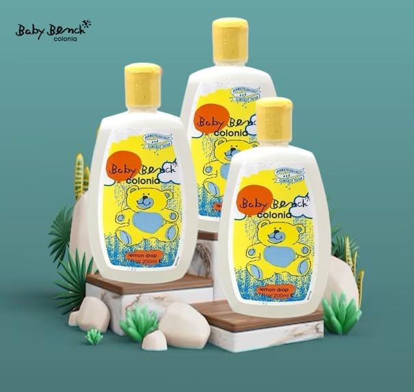 Baby Bench Colonia LEMON DROP COLOGNE | Perfume for Babies, Gentle & Safe, Mild Fragrance | Long-lasting Moisture & Delicate Fragrance | Safe for Mother's Hands & Baby's Skin 200 ml - (Pack of 3).