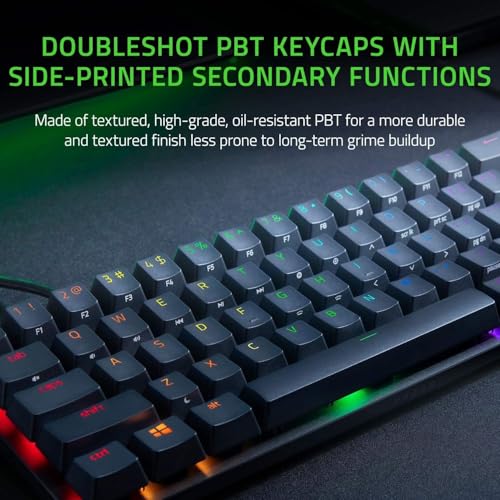 Razer Huntsman Mini 60% Compact Gaming Keyboard: Purple Switch, Clicky Optical-Mechanical Switches, Doubleshot PBT Keycaps, Detachable USB-C Cable, US Layout - Black