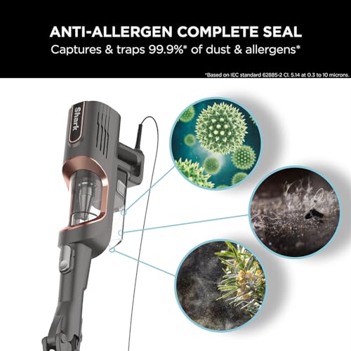Shark Corded Stick Vacuum Cleaner with Anti Hair Wrap and DuoClean Floorhead, Flexible Pet Vacuum with Anti-Allergen Complete Seal, 3 Attachments, 10m Cord, Rose Gold HZ500UKT