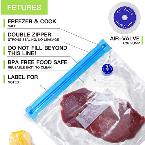 WinCheer Electric Food Vacuum Sealer with 20PC Reusable Storage Bags, Sous Vide Machine Kit for Anova, Joule Food Cookers Air Pump with 4 Sealing Clips & 4 Sous Vide Clips (20 Pack Storage Bags)