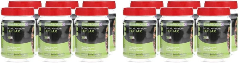 RoyalFord Round Airtight PET Jar RF11095 500ml Set of 6 Storage Containers Transparent Jar for Pulses, Cereals and Spices For Kitchen Organization PET Canister Kitchen, Clear - 500 ml, 6 piece (Pack of 2)