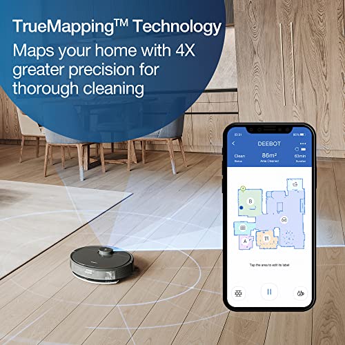 ECOVACS Deebot N8 Pro+ Robot Vacuum and Mop Cleaner - up to 60-Day Self Cleaning, Laser Navigation, Obstacle Avoidance, Multi-Floor Mapping, 2600Pa Suction, Alexa Compatible,Black