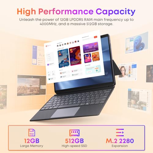 CHUWI Hi10 Max 2 in 1 Windows Tablet 12.96", Intel N100(3.4GHz), 12GB LPDDR5 512GB SSD, Windows 11 Tablet with Backlit Keyboard, FHD IPS 2880 * 1920 Touchscreen, WiFi 6, BT 5.2, HDMI, USB 3.2
