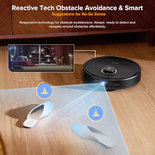 roborock Qrevo 5AE black Robot Vacuum Cleaner, 12000Pa Suction, Dual Anti-Tangle Brushes, Smart Obstacle Avoidance, Dual Liftable Spinning Mops, Auto Mop Washing,Self Drying, Self-Emptying & Refilling