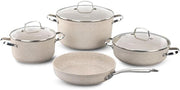 Korkmaz Granita 7 Pieces Non-Stick Cookware Set Forged Aluminum Granite Coated Induction Base Cookware Pots and Pans Set Beige - KA1272