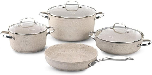Korkmaz Granita 7 Pieces Non-Stick Cookware Set Forged Aluminum Granite Coated Induction Base Cookware Pots and Pans Set Beige - KA1272