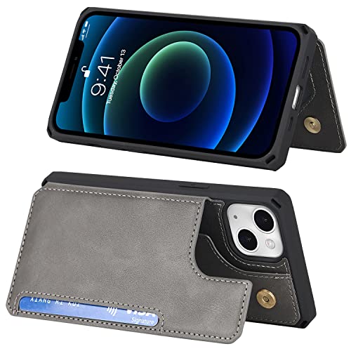 iCoverCase iPhone 11 Case, Wallet Card Holder Case [4 Card Slots] [with Lanyard] PU Leather Flip Shockproof Cover for iPhone 11 - Gray
