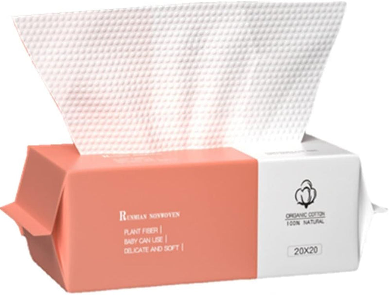 Cotton Facial Dry Wipes 100 Count, Deeply Cleansing Disposable Face Towel Cotton Tissue, Multi-Purpose for Skin Care, Facial Tissue for Cleansing, Skincare and Makeup Remover,Make-up Wipes (1 Pack)