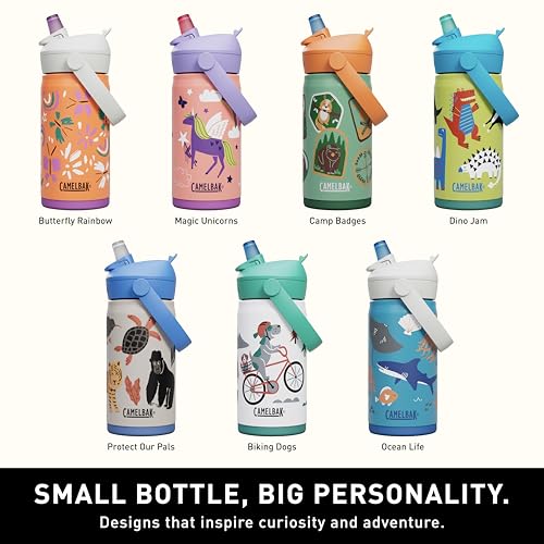 CamelBak Thrive Flip Straw Kids 12oz Water Bottle - Insulated Stainless Steel, Ocean Life
