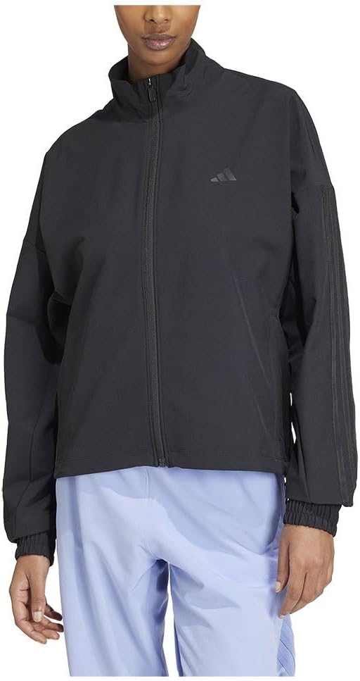 Women Pacer All Gym Tonal 3-Stripes Woven Jacket - Black