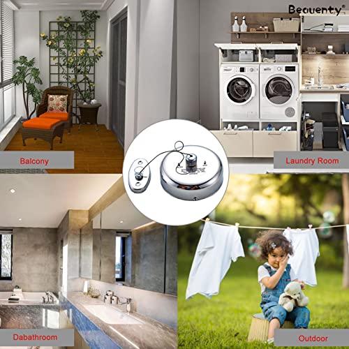 Beauenty Retractable Clothesline 304 Stainless Steel, Wall Mounted Clothes Dryer, Round and No Punching, Polished Chrome Finish, Heavy Duty Adjustable Nylon Rope (2.8M)