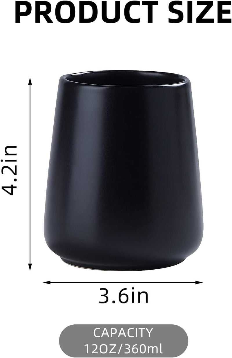 Matte Black Ceramic Toothbrush Holder - Tooth Brushing Holders Set, Toothbrush and Toothpaste Holder Organizer for Bathroom Countertop, Makeup Brush Holder, Pen Holder for Home Desktop Storage - Black 1pc
