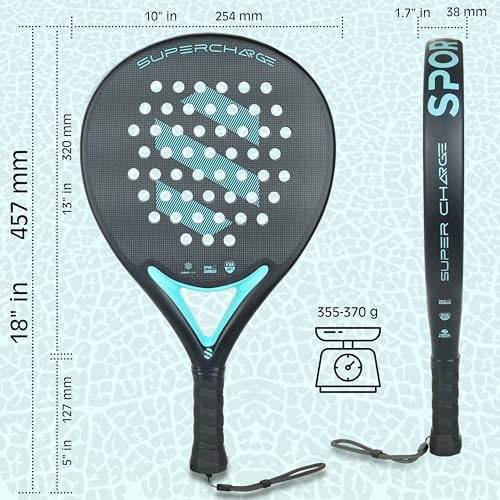 Thunder Paddle SportsBlue Carbon surface Padel Racket - Pro-Series Tennis Racket, Core Pala Padel Racquetts -