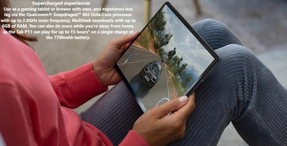 Lenovo Tab P11 4GB  64GB Storage 11" Stunning 2K Resolution Display with Snapdragon 662 Processor International Version - Slate Gray (Charging Adapter Sold Separately)