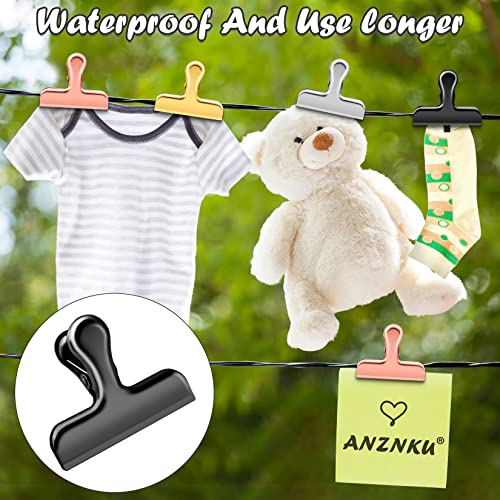 ANZNKU 6 Packs Black Bag Clips for Food Packages, Chip Clips Bag Clips Food Clips, Stainless Steel Chip Clip for Food Packages, Bag Clips for Food Storage