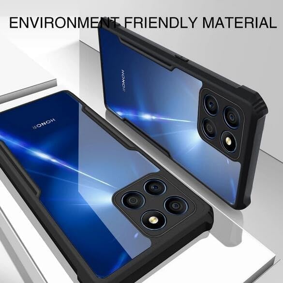 Muzz Honor X7C Case Shockproof Cover 360 Degree Protection Design Best Camera Protection Transparent Hybrid Back Black Bumper Cover Case for Honor X7C 2024