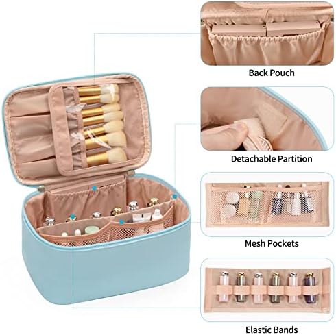 OCHEAL Makeup Bag, Portable Cosmetic Bag, Large Capacity Travel Makeup Case Organizer, Black Makeup Bags For Women Toiletry Bag for Girls Traveling With Handle and Divider
