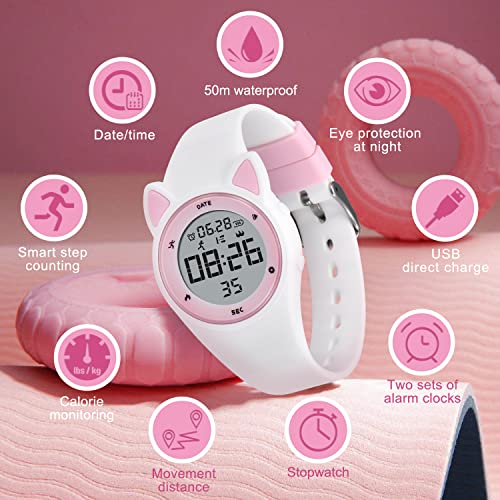 L LAVAREDO Kids Fitness Tracker Watch, Digital Activity Tracker Watch for Kids Ages 3-12, Non-Bluetooth, Alarm/Calorie/Pedometer Count Steps Wrist Watch for Kids