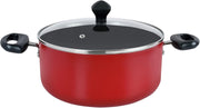 Prestige 8 Piece Non-Stick Cast Aluminium Cookware sets Induction Base Non Stick Aluminium Casserole Milk Pan Fry Pan - Red