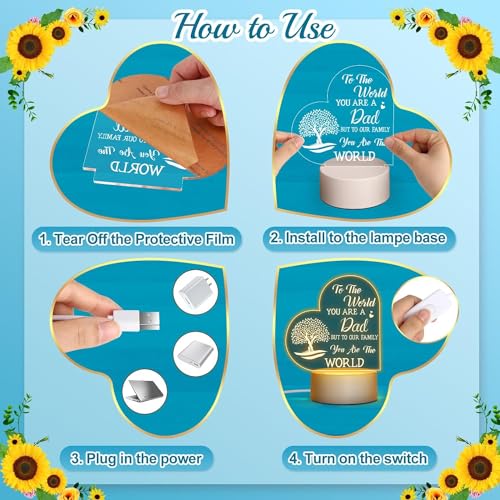 MAKINGTEC Fathers Day Night Light Gifts from Daughter and Son, Gifts for Dads Who Have Everything, Dad Birthday Gifts, Best Dad Ever Gifts, Engraved Night Light with Base