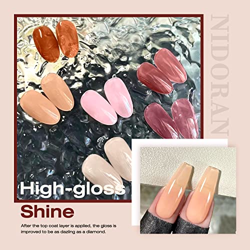 Nitakou Gel Nail Polish Kit with 48W LED Light,6 pcs Icy Jelly Series Gel Polish with Base & Top Coat for Starter Set Nail Art DIY Manicure at Home