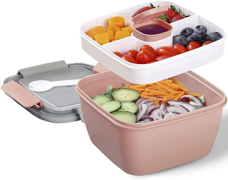 Lunch Box, 1500mL Bento Box with 4 Compartments, Leak Proof, Microwave Safe, Green