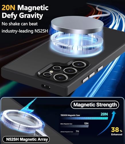Strong Magnetic Case for Samsung Galaxy A56 5G, Compatible with Magnetic Charging, Slim Translucent Matte Military Grade Drop Protection Rugged Magnetic Case (Black, Samsung Galaxy A56 5G)