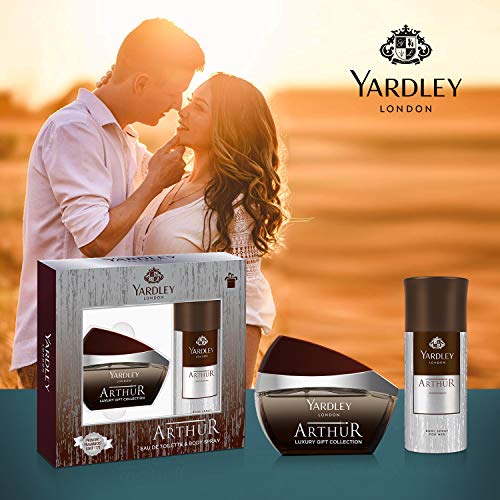 Yardley London Arthur Gift Set for Men - EDT 100 ml + Body Spray 150 ml Long Lasting Masculine Fragrance Classic, Aromatic & Refreshing