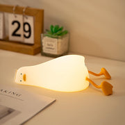 Lying Flat Duck Night Light, LED Squishy Lamp, Cute Light Up, Silicone Dimmable Nursery Nightlight, Rechargeable Bedside Touch Lamp for Breastfeeding