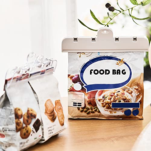 KASTWAVE 4 Pack Magnetic Food Storage Bag Clips - Airtight Seal for Bread, Snacks & More (White & Clear)