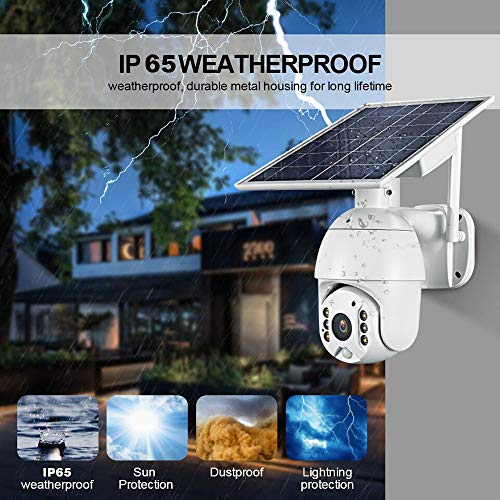 ALPTOP 100% Wire-Free Wireless Rechargeable Battery Solar Powered Outdoor 1080P Pan Tilt WiFi Security Camera PIR Motion Recording Two-Way Audio IP65 Weatherproof Night Vision Built-in SD Slot