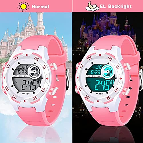 SYOSI Children's Luminous Watch, Kids Digital Sports Watch Boys and Girls Outdoor Waterproof Watch Alarm Stopwatch, Electronic Watch for School Students
