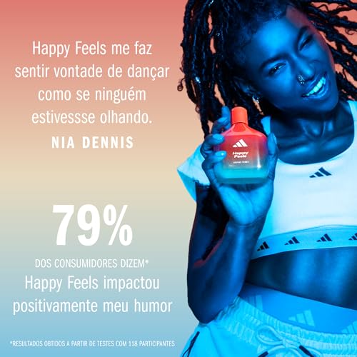 Adidas Vibes Happy Feels Eau de Parfum For All, Joyful and Uplifting, Long Lasting Fragrance, Grapefruit and Jasmine 100ml (3.3oz)