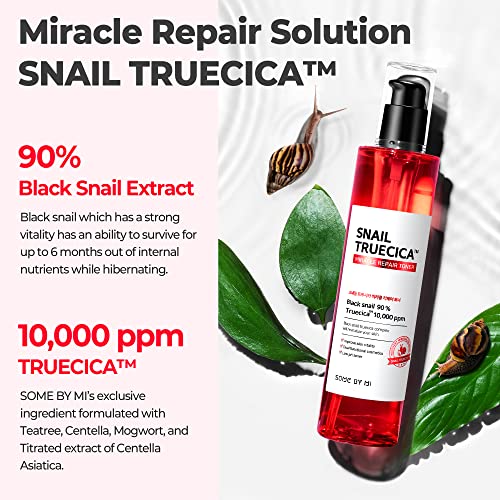Some By Mi Snail Truecica Miracle Repair Face Toner | 135ml | Made From Snail Mucin For Sensitive Skin | Daily Repair Toner For Skin Texture & Pigmentation Care