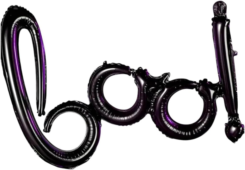 Halloween Black Boo Letter Foil Balloon Garland, Trick or Treat Party Supplies with Spooky Design for Indoor Outdoor Hanging Door Wall Decoration Kids Celebration Entrance