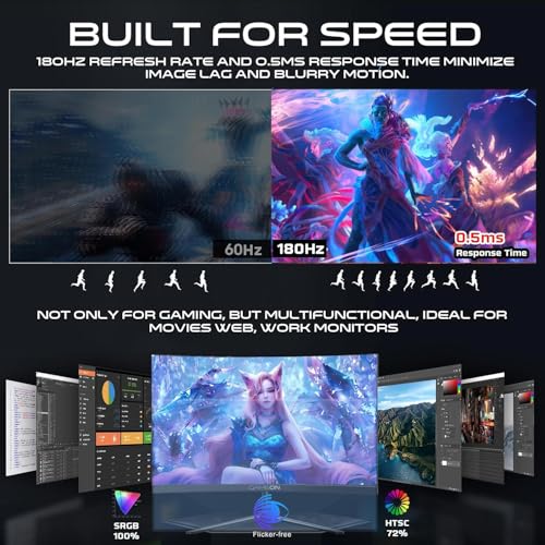 GAMEON GOC24F180VA Pro Series Curved Gaming Monitor 24 inch, 1920x1080p FHD Fast VA Panel, 180Hz, 0.5ms, HDMI 2.1, G-Sync & Freesync, Crosshair assistant, Built-in Speakers, Supports HDR, PS5, VRR