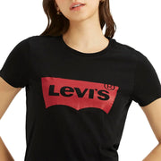 Womens Crewneck Classic Batwing Logo T T-shirt (pack of 1) - Black (Red/Black logo)