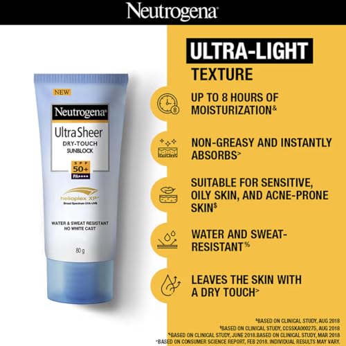 Neutrogena Ultra Sheer Dry Touch Sunblock SPF 50+ Sunscreen (White,80 g))