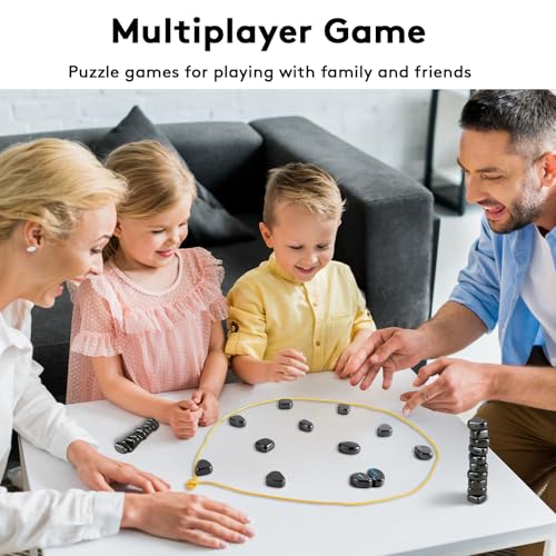 Foquyai 2024 New Magnetic Chess Game,Magnetic Chess Game with 24 Stones,Magnetic Chess Game Using String and Stones,Magnet Chess Game,Family Game Party Game for Kids and Adults