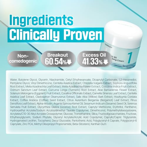 numbuzin No.1 Cream | Pantothenic B5 Active Soothing Cream | Lightweight Hydrating Moisturizer, Pantothenic Acid, Niacinamide, Panthenol | Excess Oil Control, Soothes Acne | Non-Comedogenic | 80ml