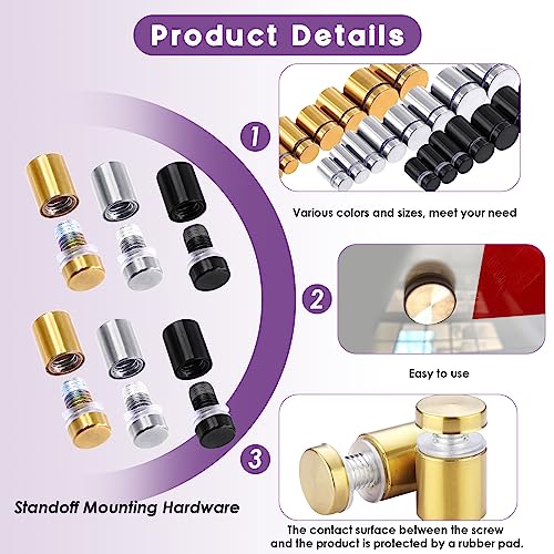 Swpeet 12 Sets 5/8" x 1.18" Silver Stainless Steel Standoff Screws, Wall Standoff Mounts Glass Acrylic Nail with Screws and Wall Anchors, Mounting Glass Hardware for Hanging Picture Frame Advertise
