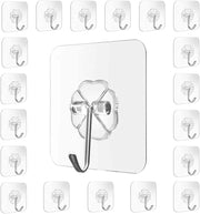 Brandsfinity 20pcs Adhesive Wall Hooks for Hanging, Heavy Duty Sticky Hooks for Wall, No Drill Transparent Self Adhesive Hooks, Holds 2.5kg - 20pcs Pack