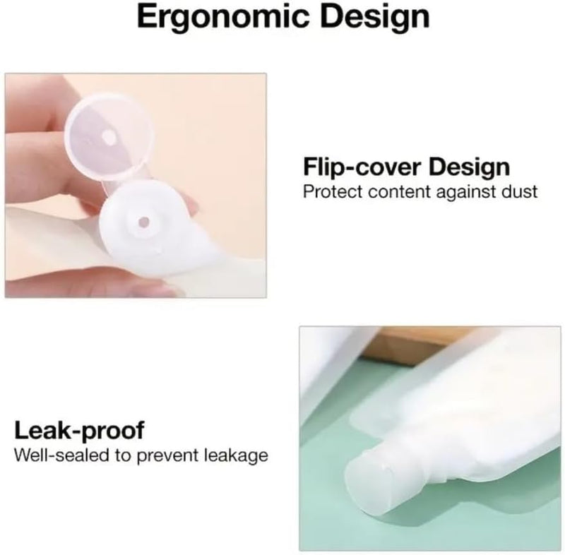 6 Portable Refillable Travel Pouches for Toiletries shampoo Liquid lotion Dispenser- Leakproof Fit in Purse Cosmetics Organizer mini bottles, Travel Organizer Bottles for Liquid Storage with Lables