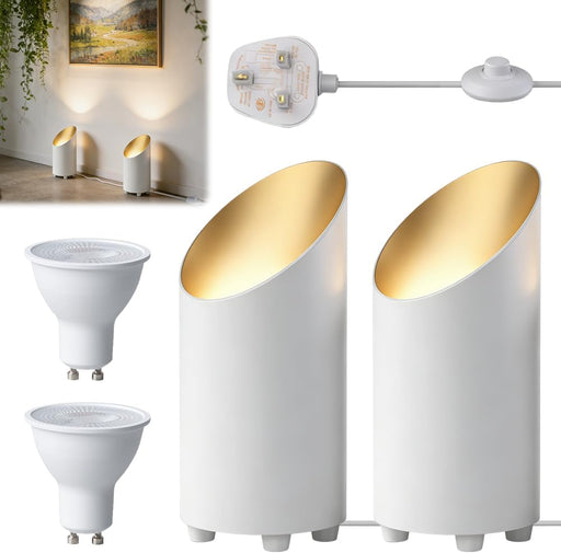 Floor Uplighter, 2 Pack Uplighters for Living Room, 5W Uplighter Lamp with 6.5 FT Plug Cord & Foot Switch, Spot Lights Indoor for Home Accent Lighting Plants or Artwork (White2) - White*2