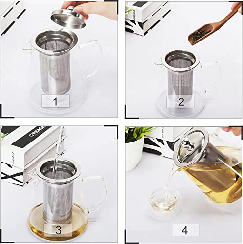 AUTOYSUR Glass Teapot with Infuser Tea Pot 25oz/32oz/43oz Tea Kettle Stovetop Safe Blooming and Loose Leaf Tea Maker Set - 750ml