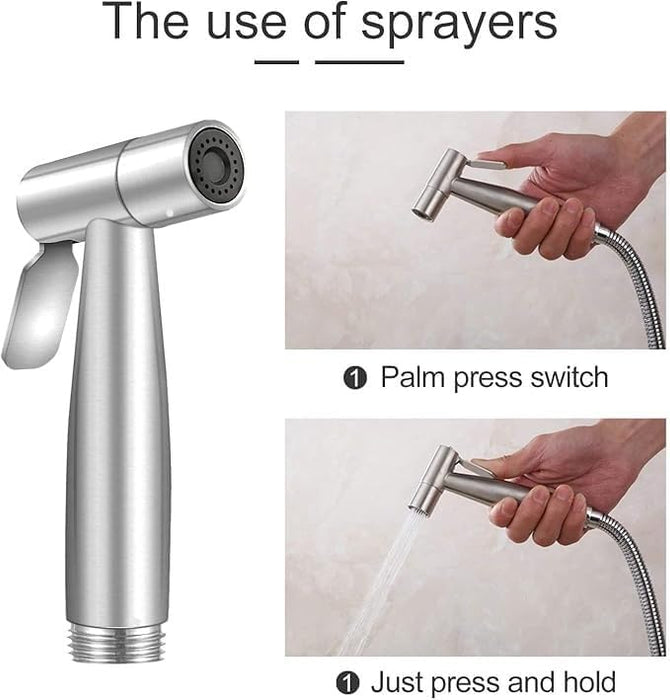 LIMOS Handheld Bidet Sprayer Shattaf Cloth Diaper Toilet Sprayer Stainless Steel Brushed Bathroom Shower